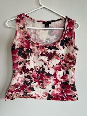 St. John Floral Gold Metallic Scoop Neck Tank Top Women’s Size M Mint Condition